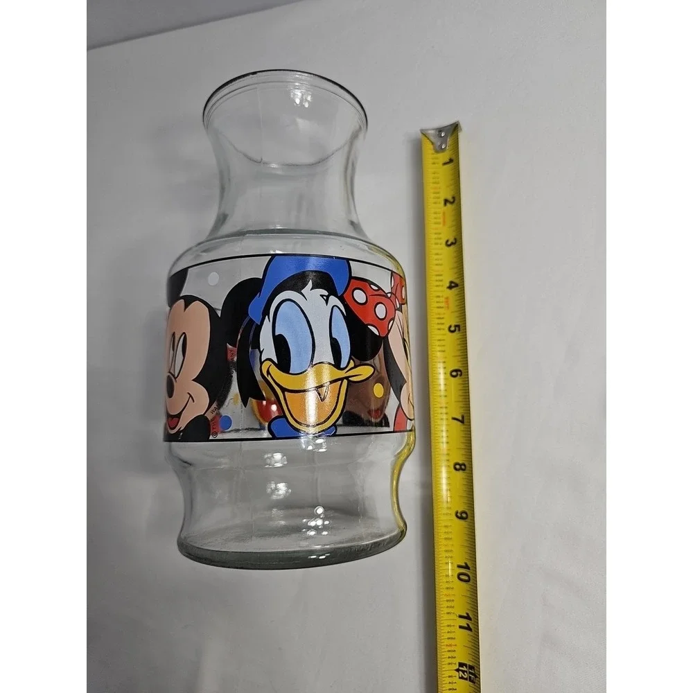 Vintage Mickey Minnie Mouse Donald Disney Anchor‎ Hocking Glass Juice Carafe Jar